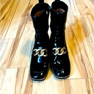 Steve Madden Boots. Black with Gold Chain. Like new condition Size: 9.5